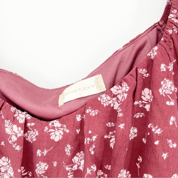 Altar'd State Women's Floral Puff Sleeve Wrap Around Crop Top L - Picture 6 of 7